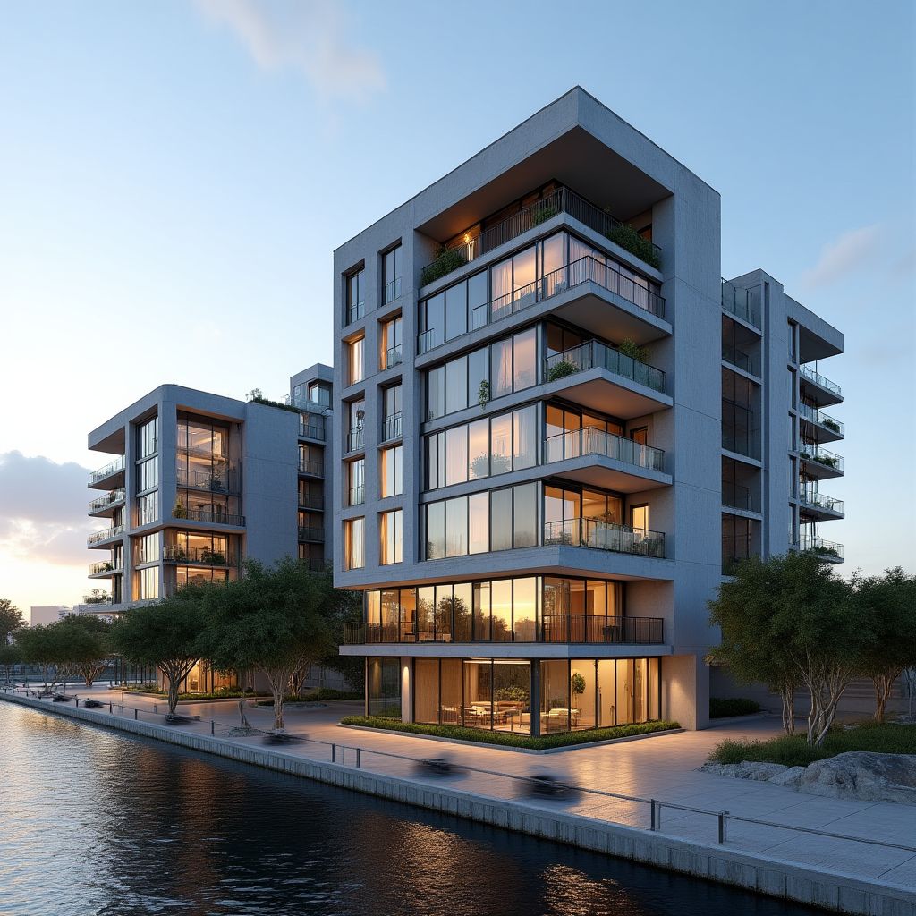 Edificio residencial moderno en construcción en Puerto Madero